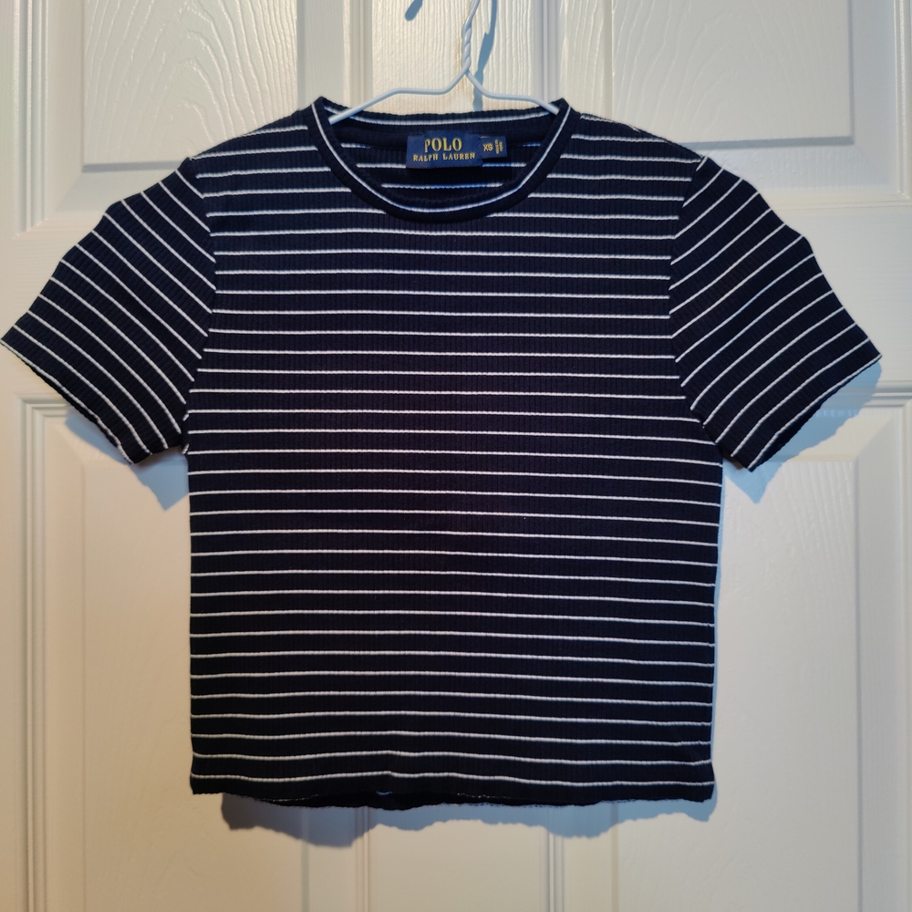 Polo by Ralph Lauren Blue and White Crop Top